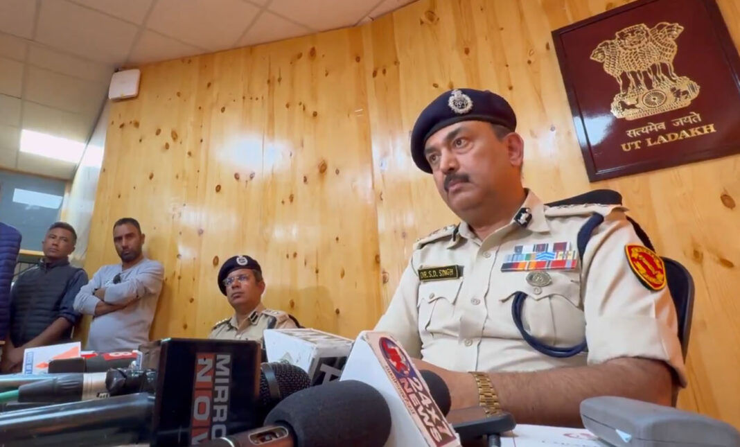 Sonam Wangchuk speaks during a protest in Ladakh