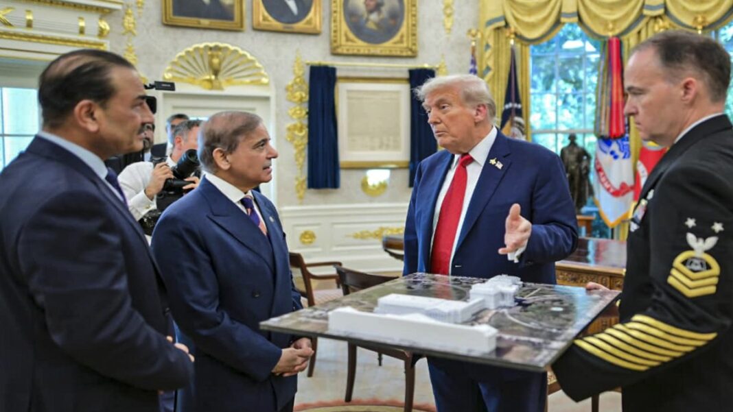 Donald Trump with Pakistan leaders discussing Gaza conflict