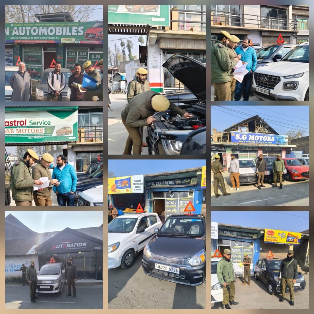 Awantipora Police conducting vehicle transaction scrutiny