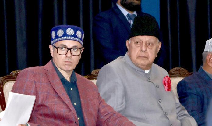 Dr. Farooq Abdullah addresses the National Conference delegation