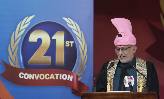 Vice President C P Radhakrishnan Urges Youth to Shed Colonial Mindset, Champion Swadeshi Innovation at Kashmir University Convocation